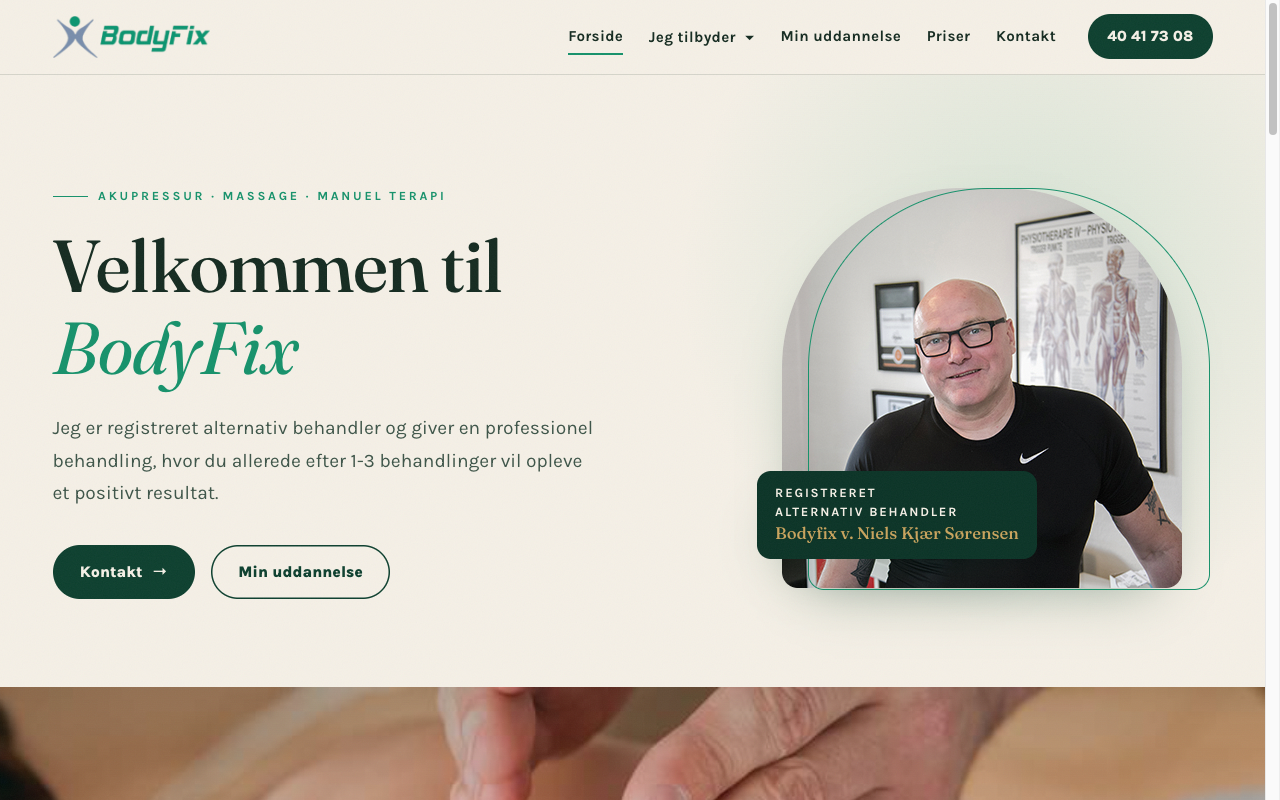 BodyFix website - a health clinic in Randers